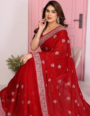 party wear soft chiffon silk saree 2