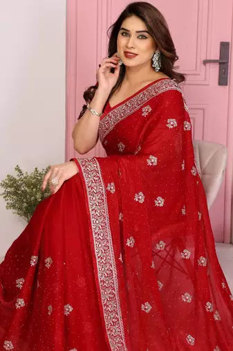 party wear soft chiffon silk saree
