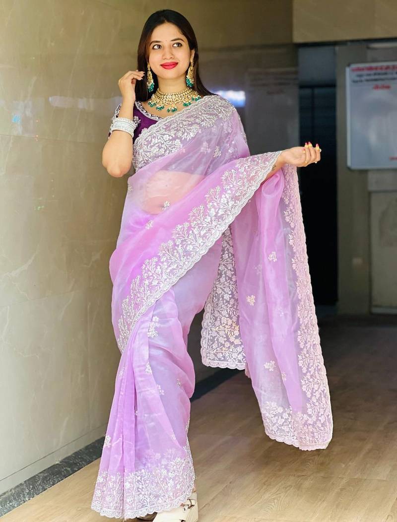 New womens latest party wear soft organza  saree