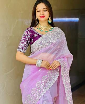 party wear soft organza saree 2