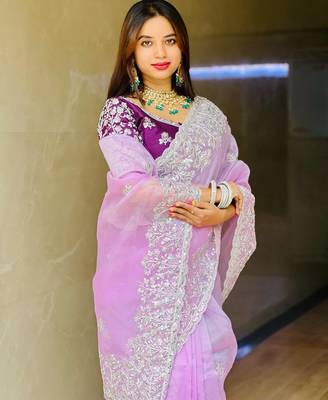 party wear soft organza saree 3