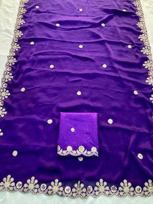party wear soft satin chiffon saree 4