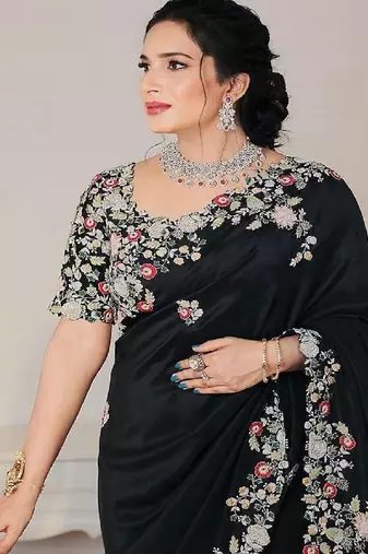 Womens party wear soft georgette saree