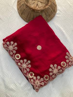 party wear soft satin chiffon saree 4