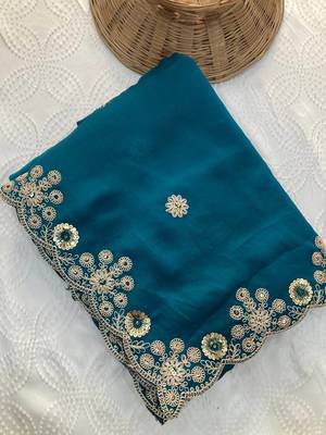 party wear soft satin chiffon saree 4
