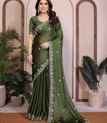  party wear soft satin chiffon saree