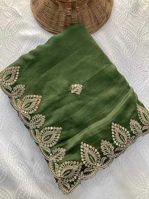 party wear soft satin chiffon saree 4