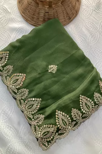 party wear soft satin chiffon saree