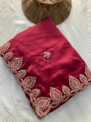 party wear soft satin chiffon saree 4