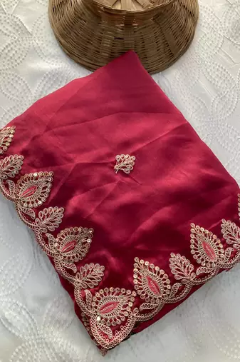 party wear soft satin chiffon saree