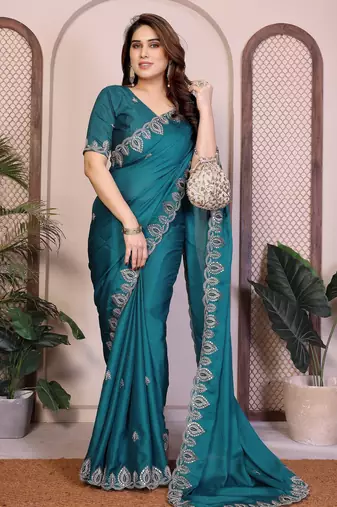  party wear soft satin chiffon saree