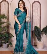  party wear soft satin chiffon saree