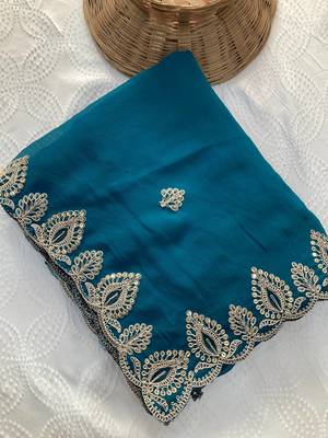 party wear soft satin chiffon saree 4