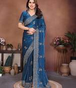  party wear soft satin chiffon saree