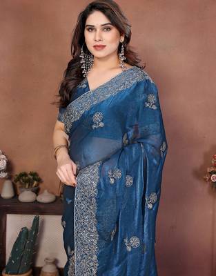 party wear soft satin chiffon saree 3