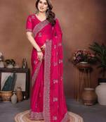  party wear soft satin chiffon saree