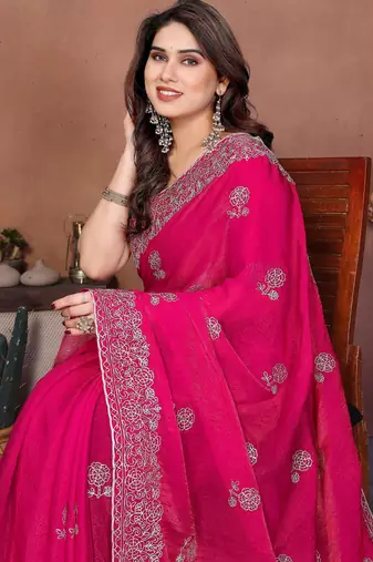 party wear soft satin chiffon saree