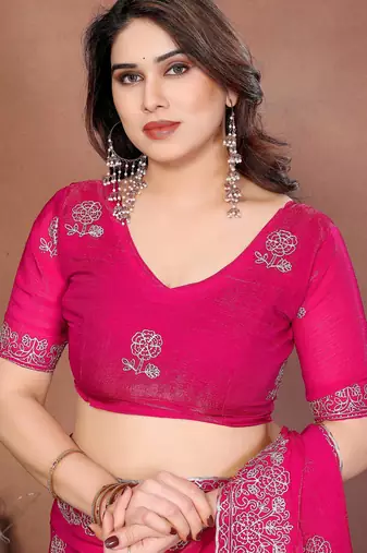party wear soft satin chiffon saree