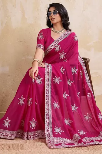 Womens party wear soft georgette saree
