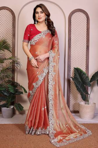 New womens latest party wear soft chiffon silk saree