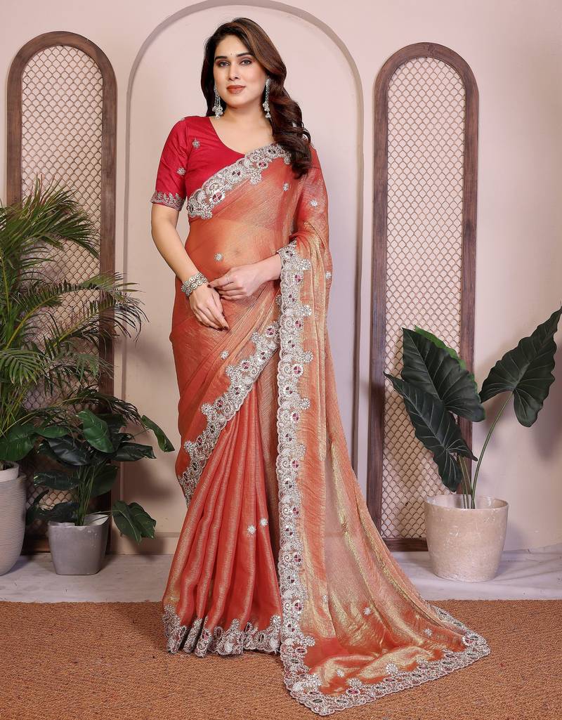 New womens latest party wear soft chiffon silk saree
