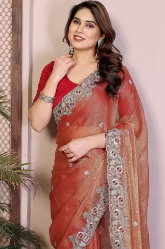 party wear soft chiffon silk saree
