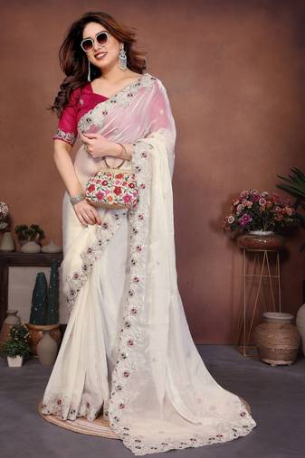 New womens latest party wear soft chiffon silk saree