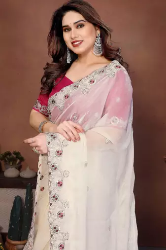 party wear soft chiffon silk saree