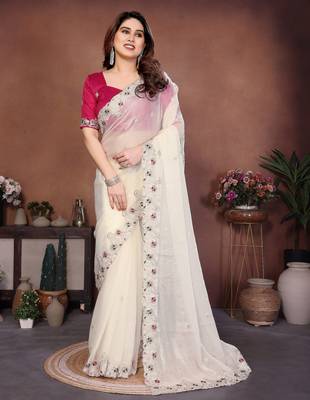 party wear soft chiffon silk saree 3