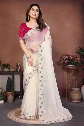 party wear soft chiffon silk saree