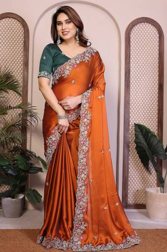 New trendy stylish party wear silk saree
