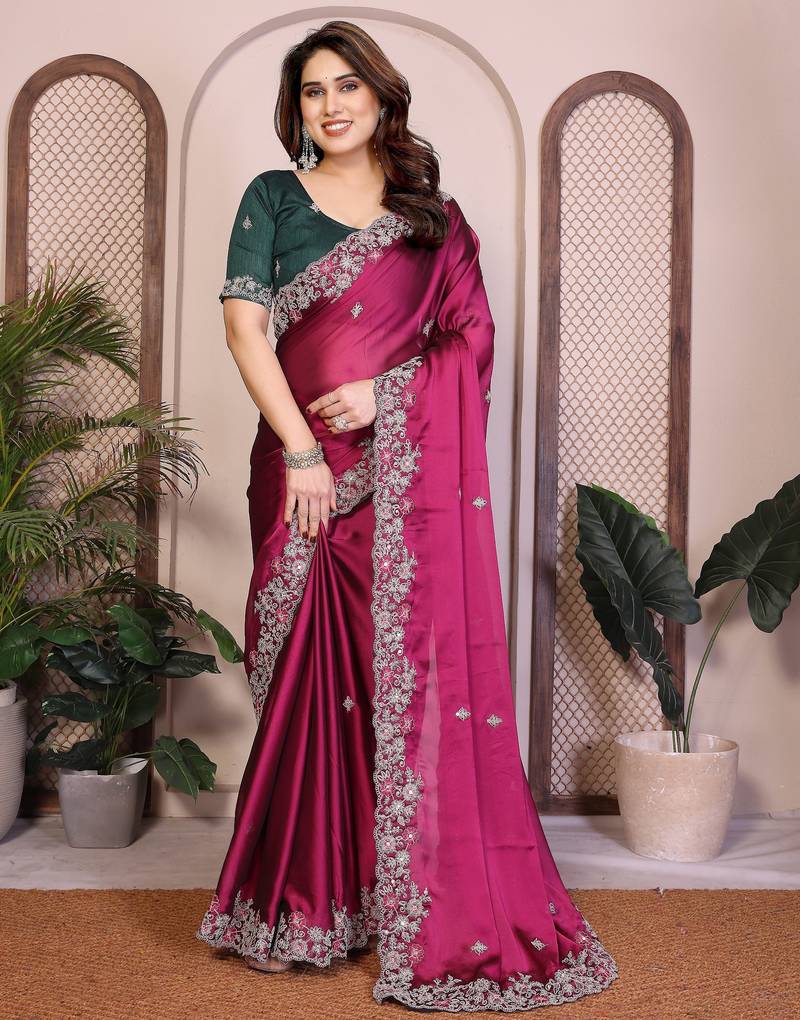 New trendy stylish party wear silk saree
