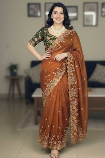 New trendy stylish party wear silk saree