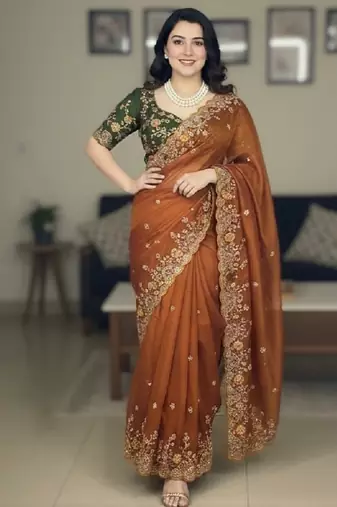 New trendy stylish party wear silk saree