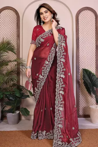 party wear soft chiffon silk saree