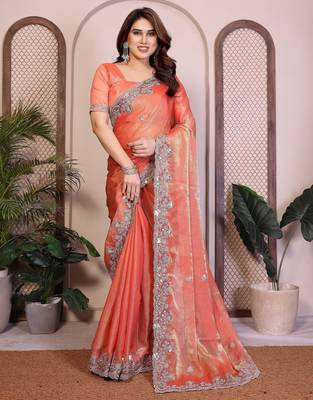 New womens latest party wear soft chiffon silk saree 1