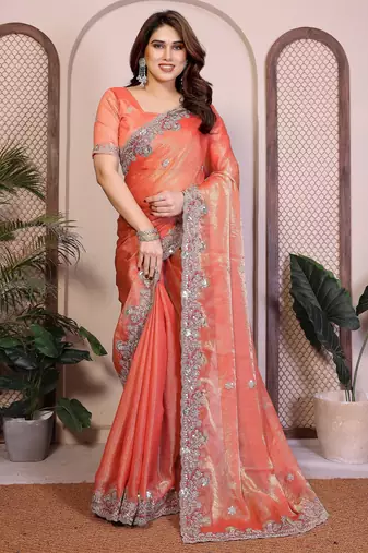New womens latest party wear soft chiffon silk saree