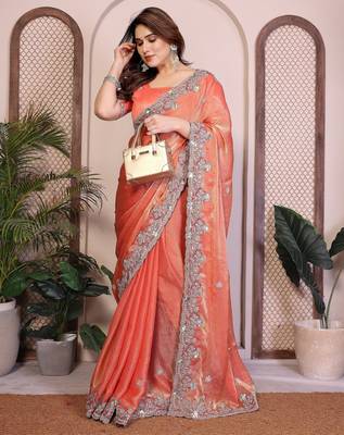 New womens latest party wear soft chiffon silk saree 3