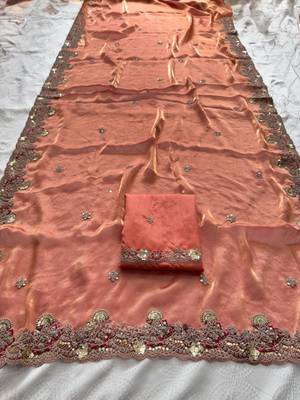 New womens latest party wear soft chiffon silk saree 4