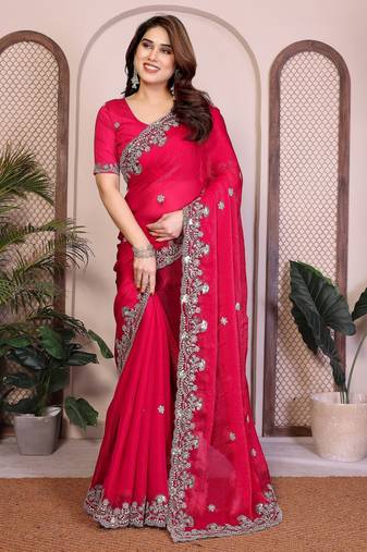 New womens latest party wear soft chiffon silk saree