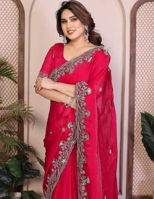 party wear soft chiffon silk saree 2