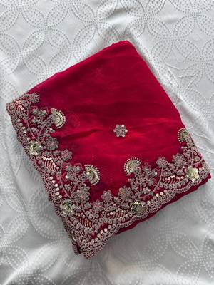 party wear soft chiffon silk saree 4