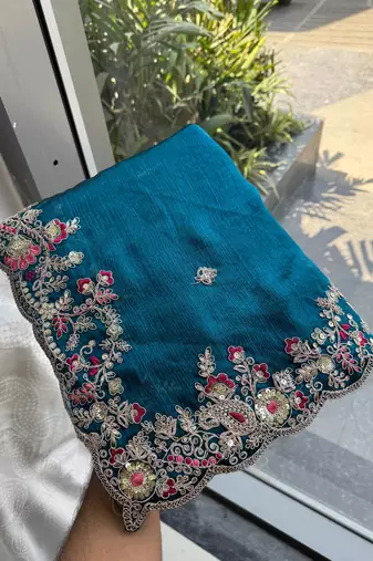 party wear soft chiffon silk saree