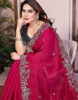 party wear soft chiffon silk saree 2