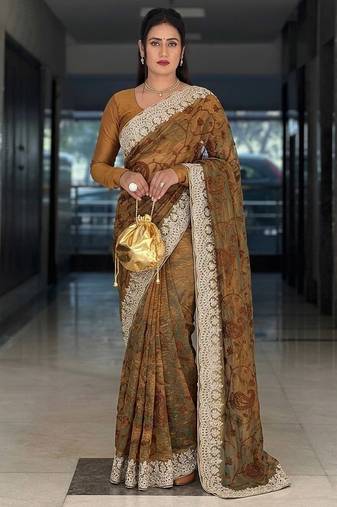 New trendy latest party wear two tone twill net saree