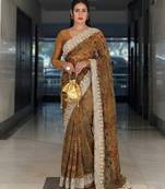  latest party wear two tone twill net saree