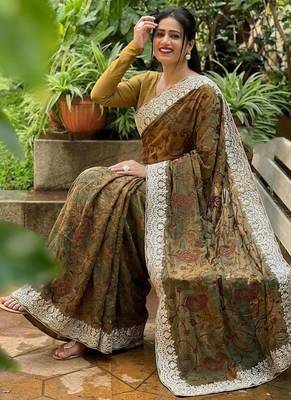 latest party wear two tone twill net saree 3