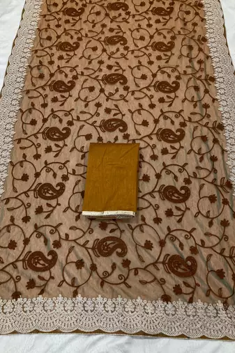 latest party wear two tone twill net saree
