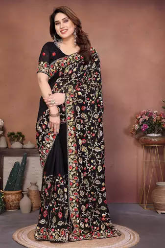 New latest party wear lakhnowi soft  silk saree