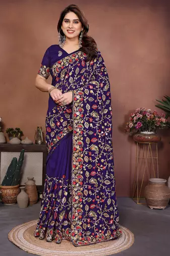 New latest party wear lakhnowi soft  silk saree